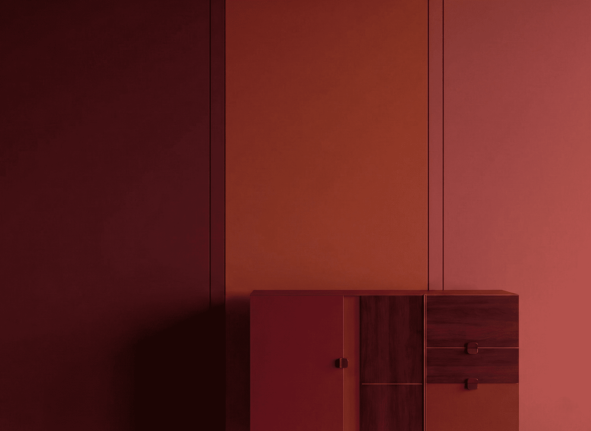 Bespoke burgundy lacquer cabinetry designs offering deep, sophisticated aesthetics. Expert millwork solutions for custom luxury homes in West Vancouver.