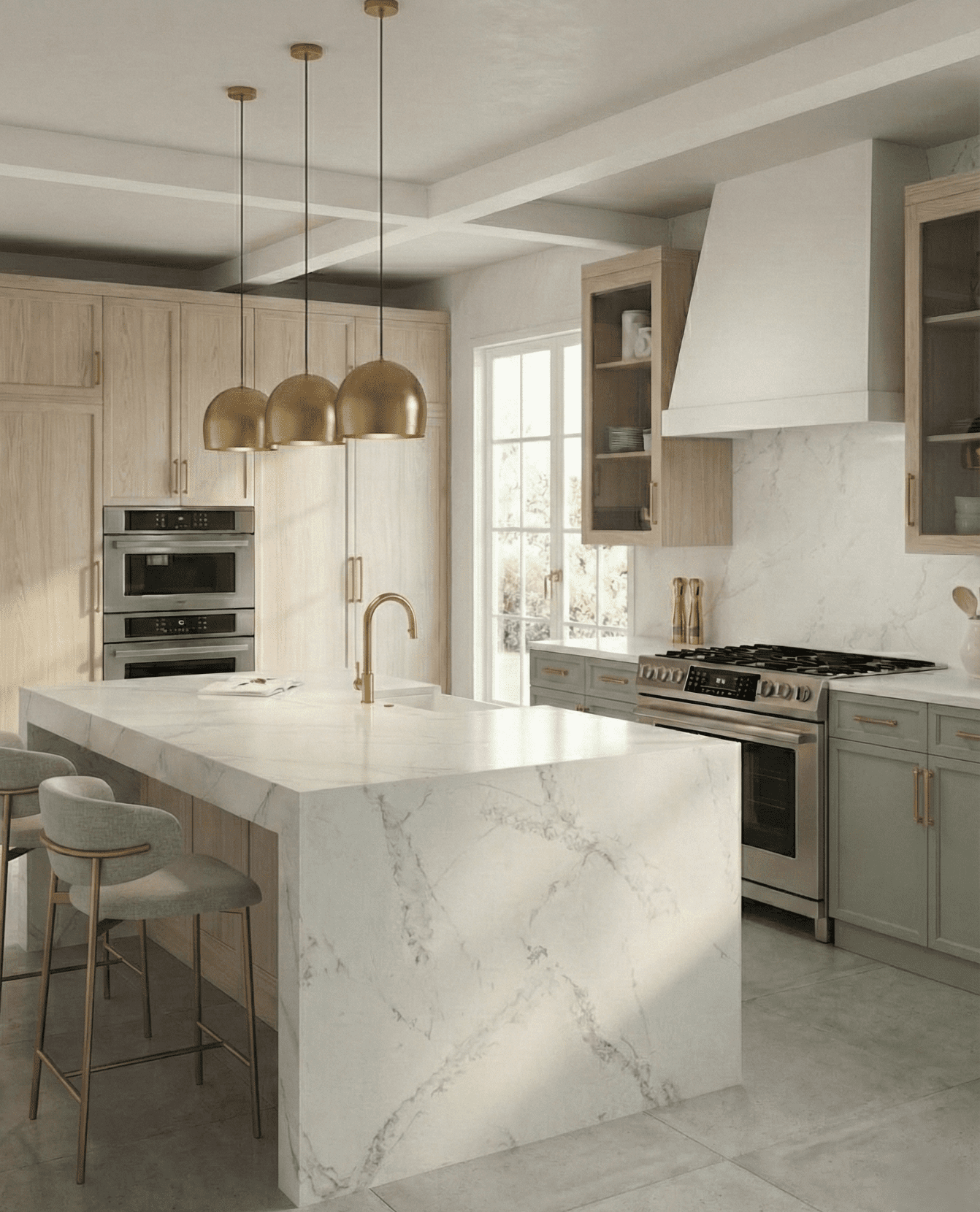 Elegant grey lacquer custom kitchen cabinetry with a timeless architectural aesthetic. Bespoke millwork excellence for premium kitchens in Richmond.