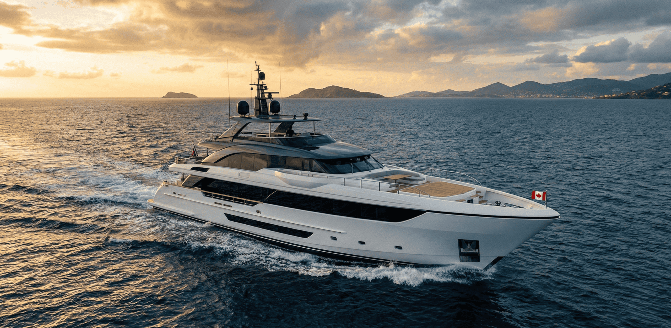 Luxury yacht at sea. Urban Vista crafts exclusive custom interior millwork and bespoke cabinetry for private clients in BC.