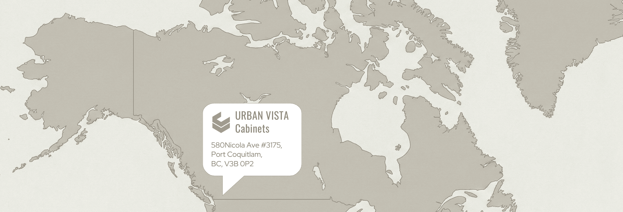 in-house manufactured custom millwork Lower Mainland ,Visit Urban Vista Cabinets at 580 Nicola Ave #3175, Port Coquitlam, BC. Custom cabinetry showroom and manufacturing facility location map.
