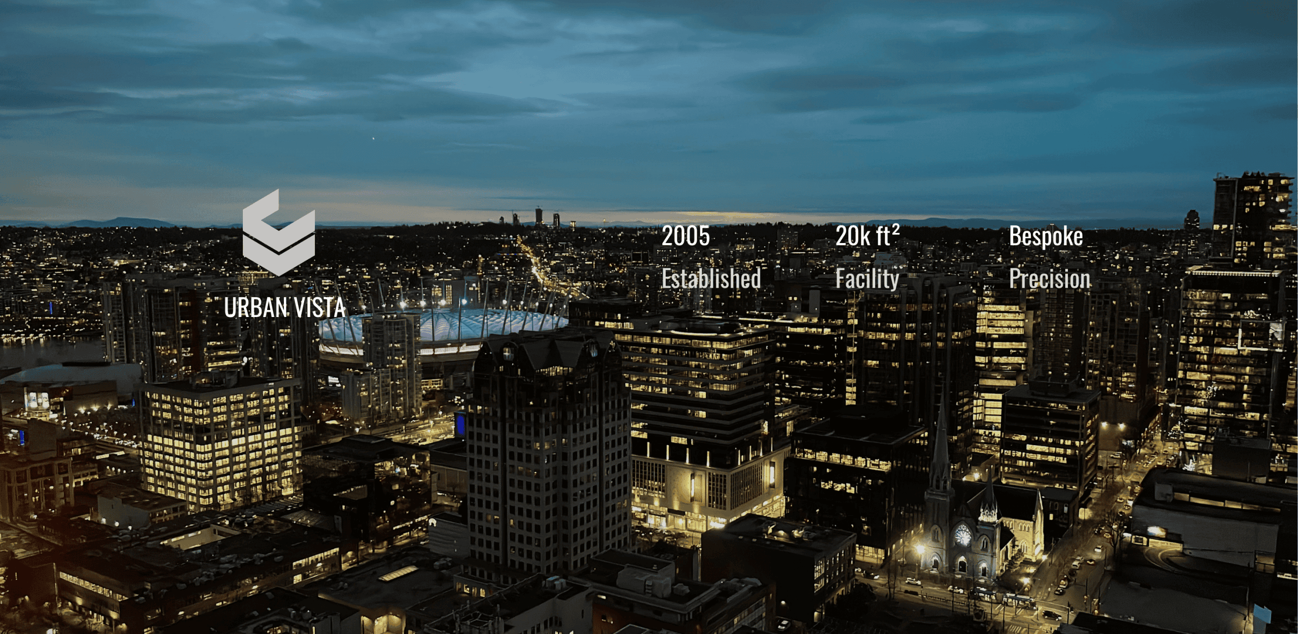 Vancouver city skyline representing our roots as a leading custom cabinetry company Vancouver.