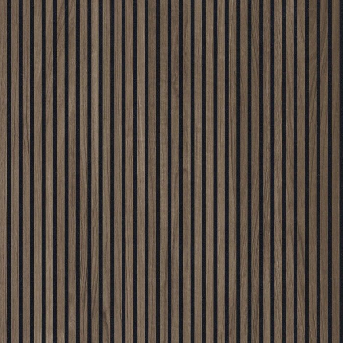 Espresso dark walnut tambour wood custom cabinet panel swatch. Precision CNC engineered architectural surfacing for Metro Vancouver luxury homes.