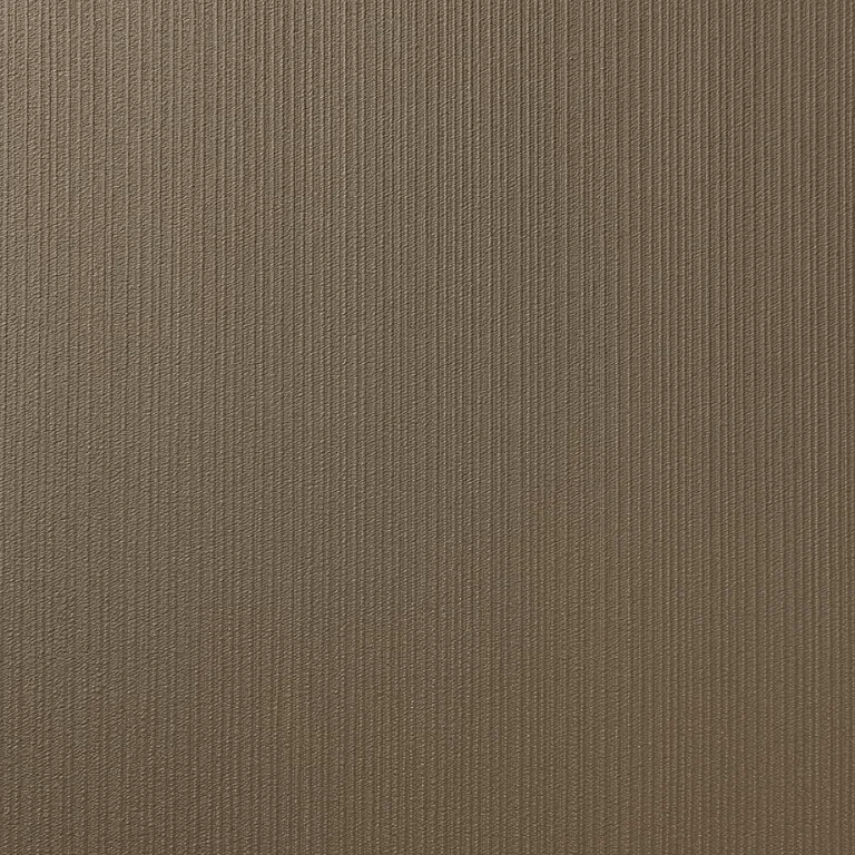 Vertical brushed burnished copper metallic veneer swatch. High-end linear metal look surfacing produced at our BC custom fabrication facility.
